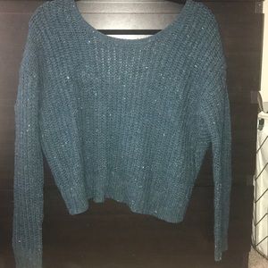 Teal sweater with open back